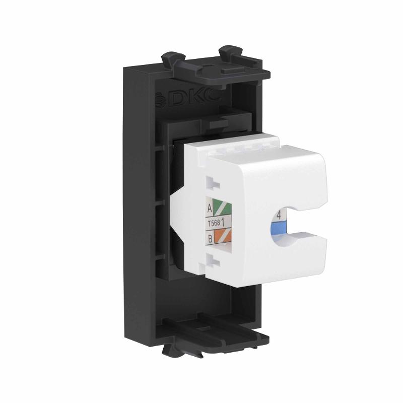 Компьютерная розетка RJ-45 без шторки модульная ,кат.6, "Avanti", "Черный матовый", 1 модуль | 4412691 | DKC — миниатюра 3