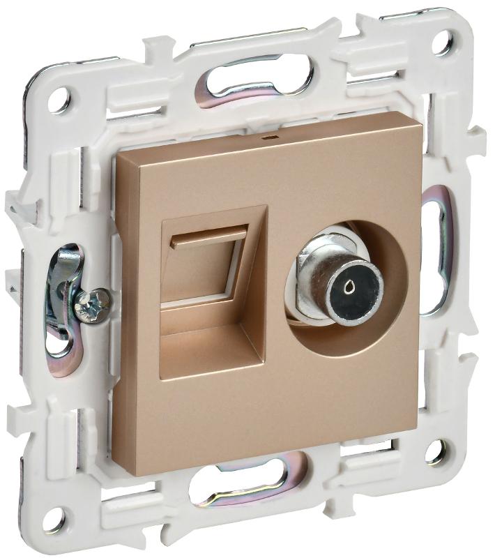 SKANDY Розетка двойная TV+RJ45 кат.5E SK-A14Sa песочный | SK-AK20-1-K98 | IEK — IEK (ИЭК)