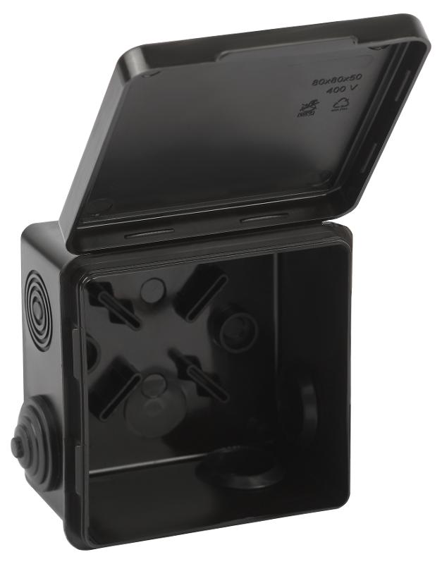 Распаячная коробка  KOR-80-80-50-7g-B открытой установки КОР 80х80х50мм черная с гермовводами 7 входов IP54 KOR-80-80-50-7g-B | Б0061782 | ЭРА — миниатюра 3