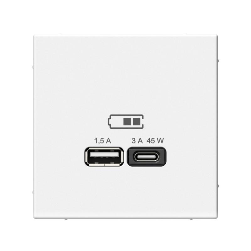 ArtGallery Белый Розетка USB A + тип-C 45Вт высокоскор.заряд. QC, PD, механизм | GAL000129 | SE — Systeme Electric