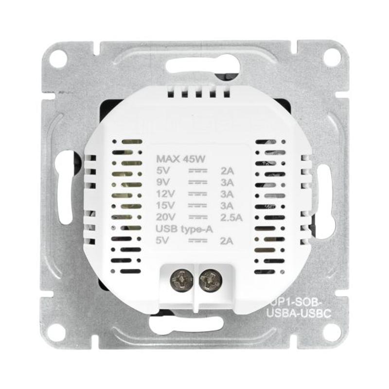 Механизм розетки USB-A+С, чёрный Эпика EKF | UP1-SOB-USBA+USBC | EKF — миниатюра 7