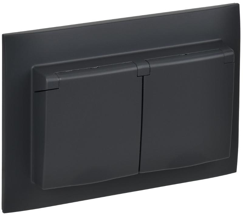 SKANDY Розетка 2-местная с кр. 16А в сб IP44 SK-R12G графит | SK-R26-16-44-K53-F | IEK — IEK (ИЭК)