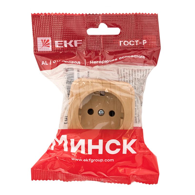 Розетка 1-местная ОП Минск 16А с заземлением светлое дерево EKF | EGR16-028-30 | EKF — миниатюра 7
