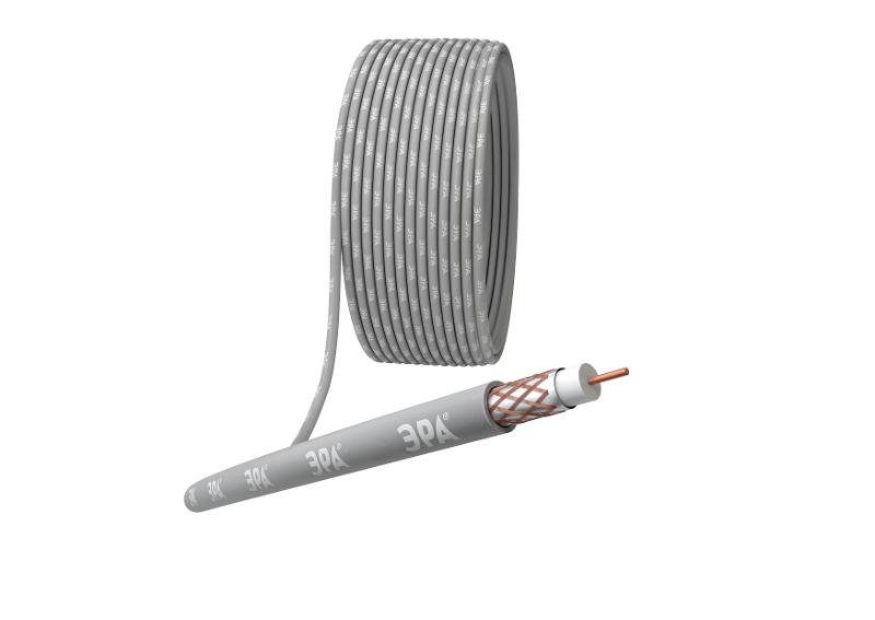 ЭРА Кабель коаксиальный RG-6U, 75 Ом, Cu/(оплётка Cu 64%), нг(А)HF, цвет серый, бухта 100 м (4/80)  | Б0044606 | ЭРА — ЭРА (Энергия света)