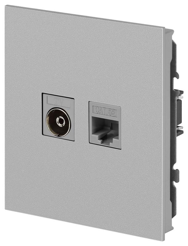 Розетка Arktik 16-3110-03 комбинированная RJ45+TV алюминий | Б0070496 | ЭРА — миниатюра 3