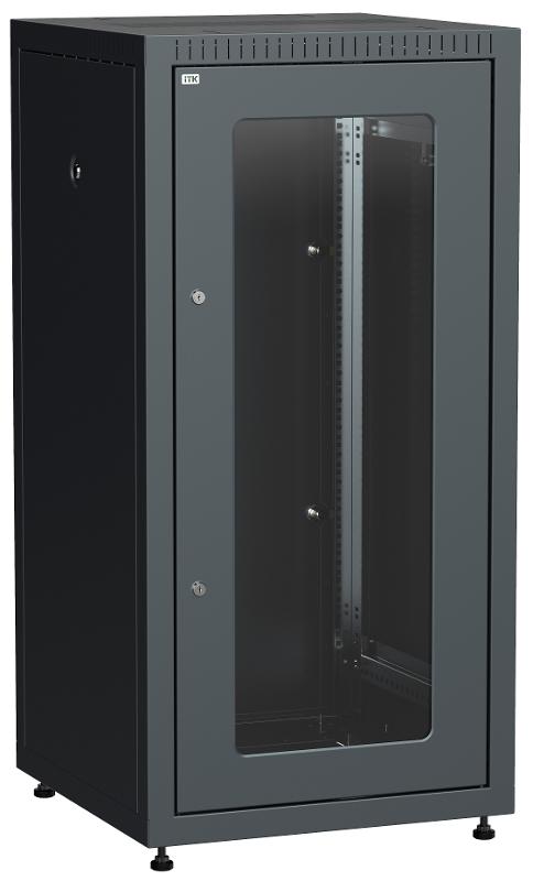 Шкаф LINEA E 18U 600х600мм двери 2шт стек. и метал. чер. | LE05-18U66-GM | ITK — ITK