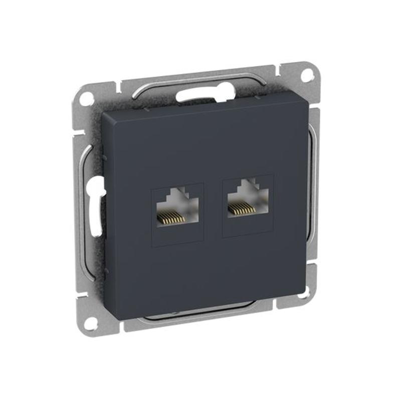 Механизм розетки RJ45 - 2шт, (cat5), графит Эпика  |UP1-SOG-2RJ45-5| EKF — миниатюра 3