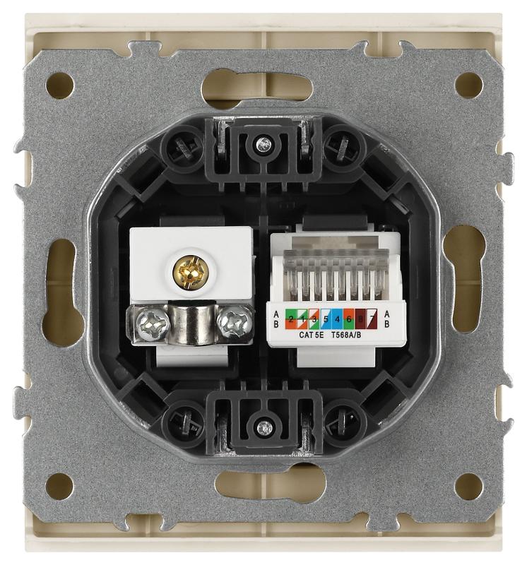 Розетка Arktik 16-3110-04 комбинированная RJ45+TV шампань | Б0070497 | ЭРА — миниатюра 4