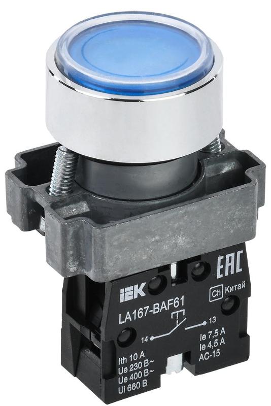 Кнопка LA167-BAF61 d=22мм 1з синяя | BBT20-BAF61-1-22-67-K07 | IEK — IEK (ИЭК)