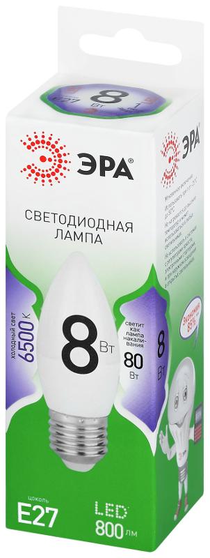 Лампа светодиодная  GREEN LINE LED B35-8W-865-E27 GL E27 8 Вт свеча холодный свет | Б0067136 | ЭРА — миниатюра 6