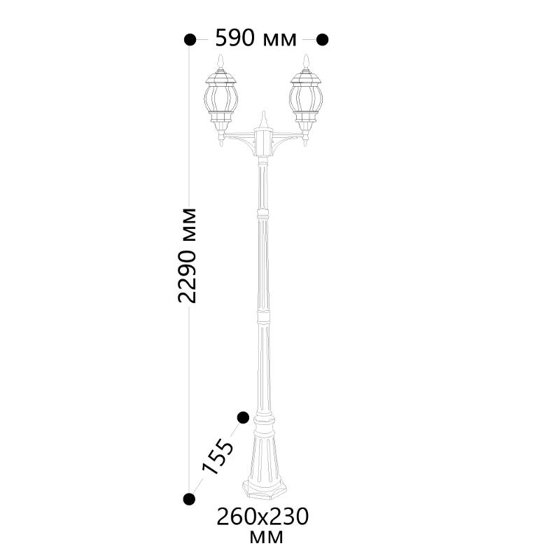 Светильник садово-парковый 8114 2*100W 230V E27 155*590*2290мм черный | 11213 | FERON — миниатюра 6