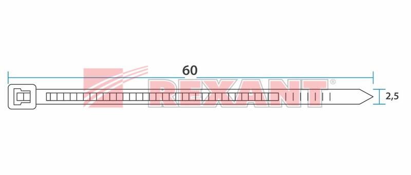 Хомут-стяжка кабельная нейлоновая 60 x2,5 мм, белая, упаковка 100 шт. | 07-0060 | REXANT — миниатюра 4