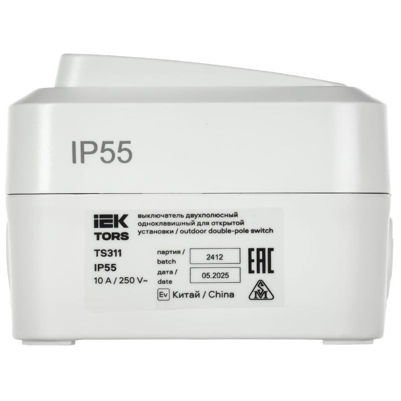 TORS Выключ. двухполюсный однокл. 10А IP55 TS311 белый | TS-V16-0-10-55-K01 | IEK — миниатюра 4