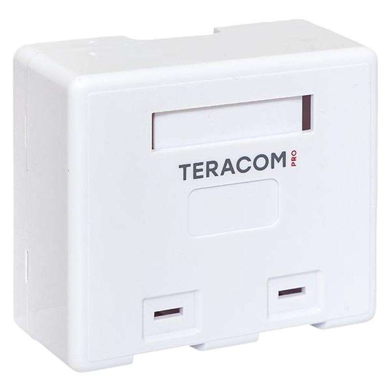 Корпус настенной розетки TERACOM PRO на 2 модуля Keystone со шторками и маркерами белый | TRP-EBOX-2KSTN-WH | EKF — EKF