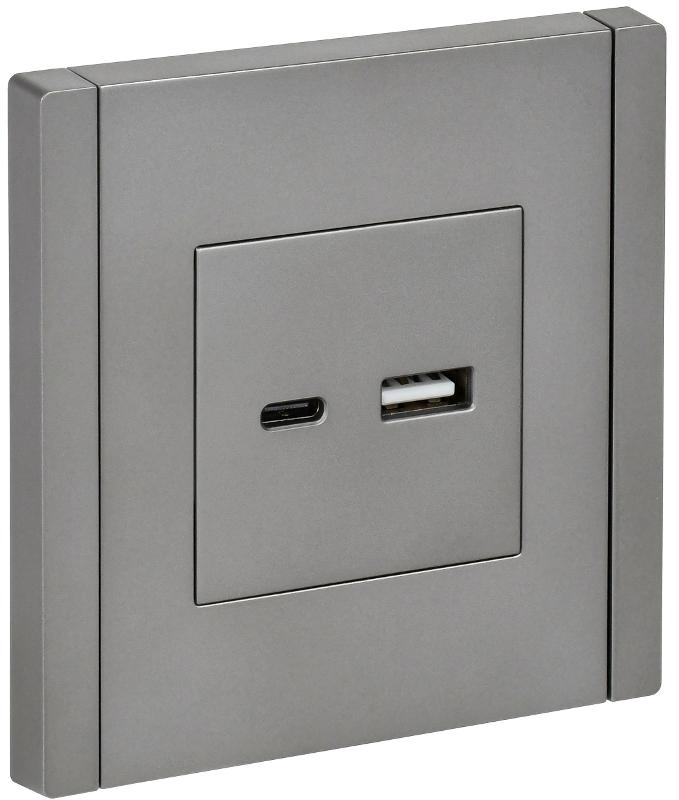 FORTE&PIANO Розетка USB A+C 3,1А FP550 сталь | FP-U22-D31-K46 | IEK — IEK (ИЭК)