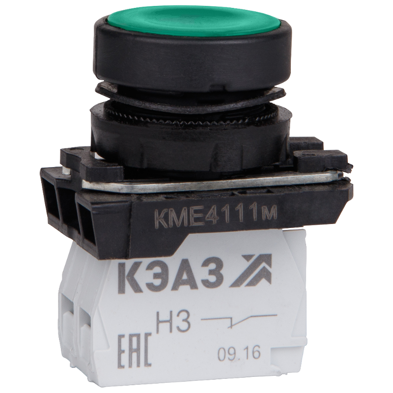 Кнопка КМЕ4111м-зелёный-1но+1нз-цилиндр-IP40 | 248242 | КЭАЗ — КЭАЗ (Курский электроаппаратный завод)