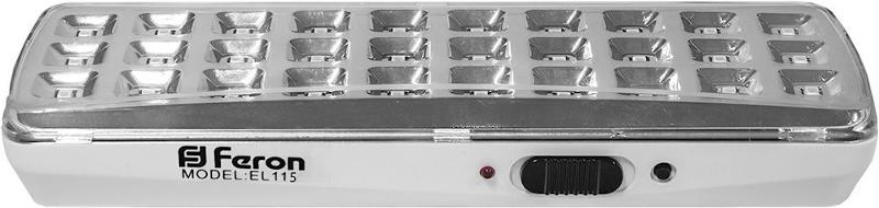 Светильник аварийного освещения светодиодный аккумуляторный, 30 LED DC, белый EL115 | 12668 | FERON — миниатюра 1