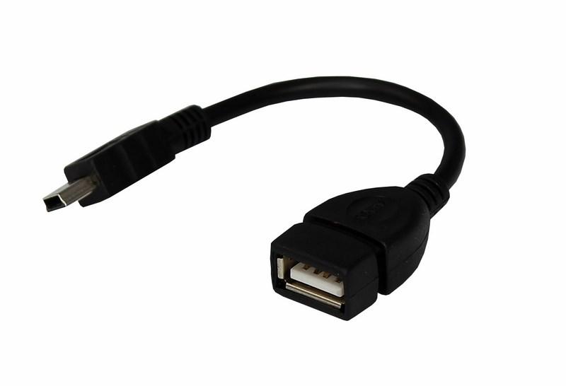 USB кабель OTG mini USB на USB шнур 0.15 м черный | 18-1181 | REXANT — миниатюра 1