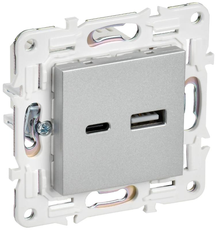 SKANDY Розетка USB A+C 3,1А SK-R14S серебряный  | SK-U22-D31-K23 | IEK — IEK (ИЭК)