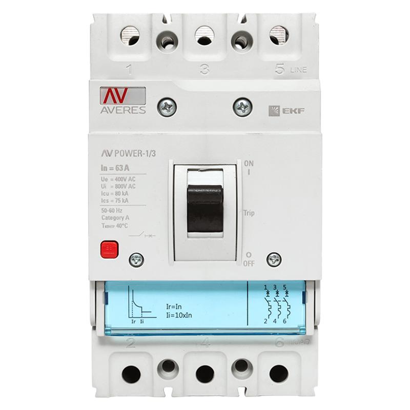 Выключатель автоматический AV POWER-1/3  63А 80kA TR AVERES | mccb-13-63H-TR-av | EKF — миниатюра 2