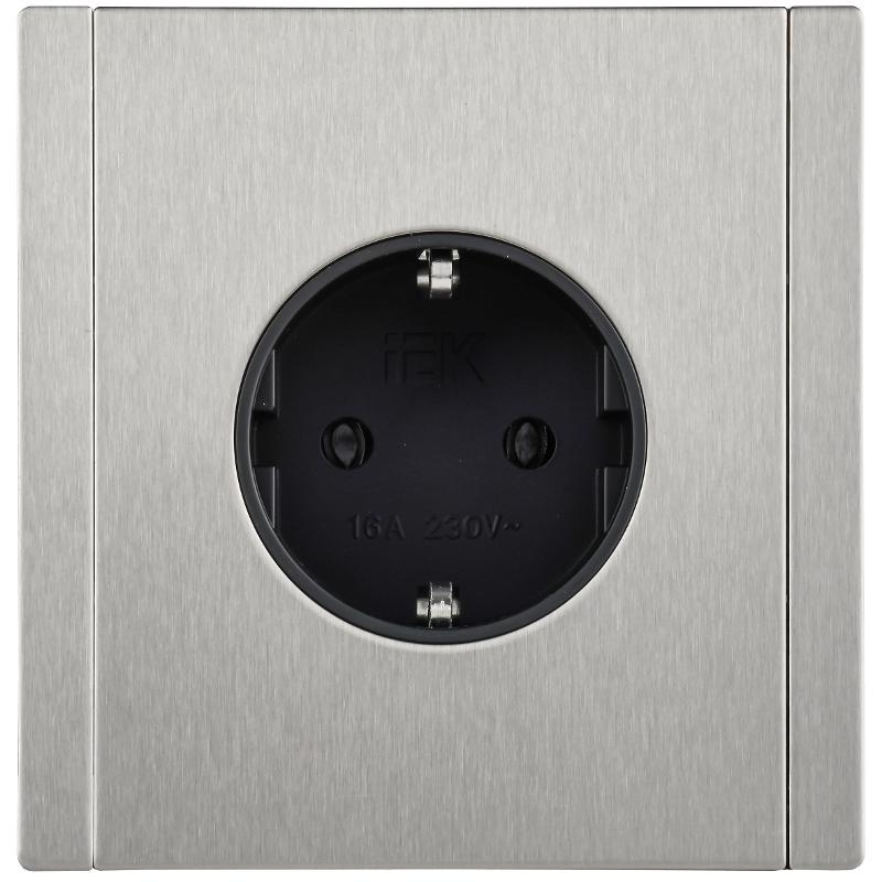 FORTE&PIANO Розетка с заземлением в/к 16А FP716M металл никель  | FP-R11-16-M-K50 | IEK — миниатюра 2