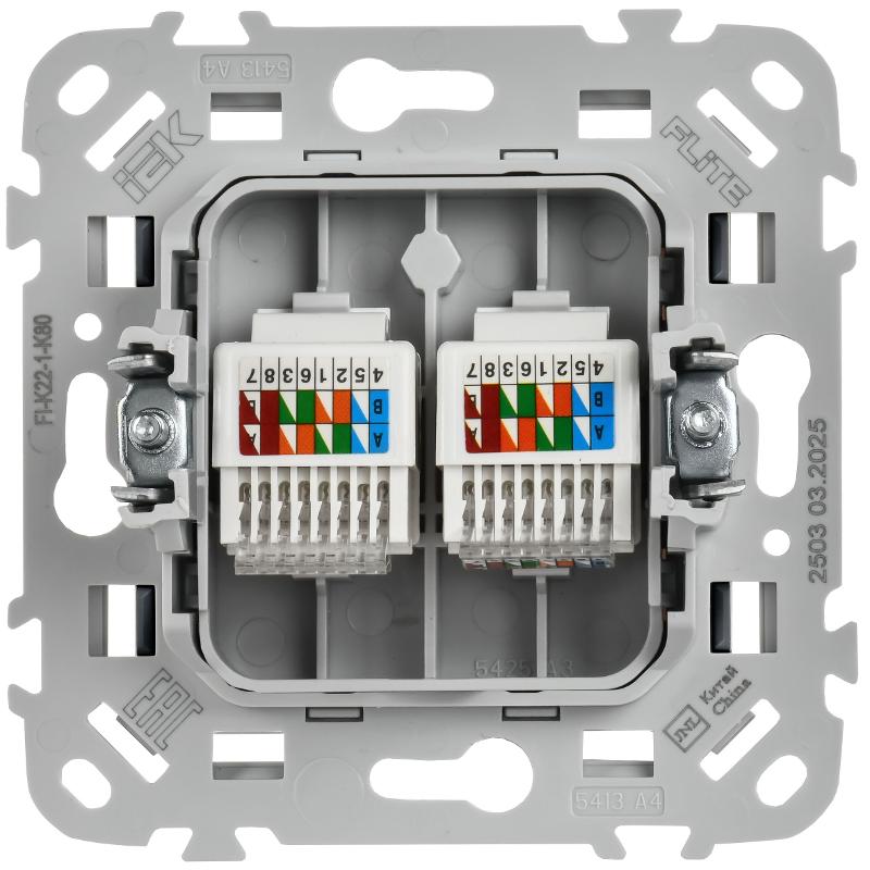 FLITE Розетка 2-ая компьютерная RJ45 кат.5Е UTP РК5е-2-0-ФлМА мокрый асфальт | FI-K22-1-K80 | IEK — миниатюра 3