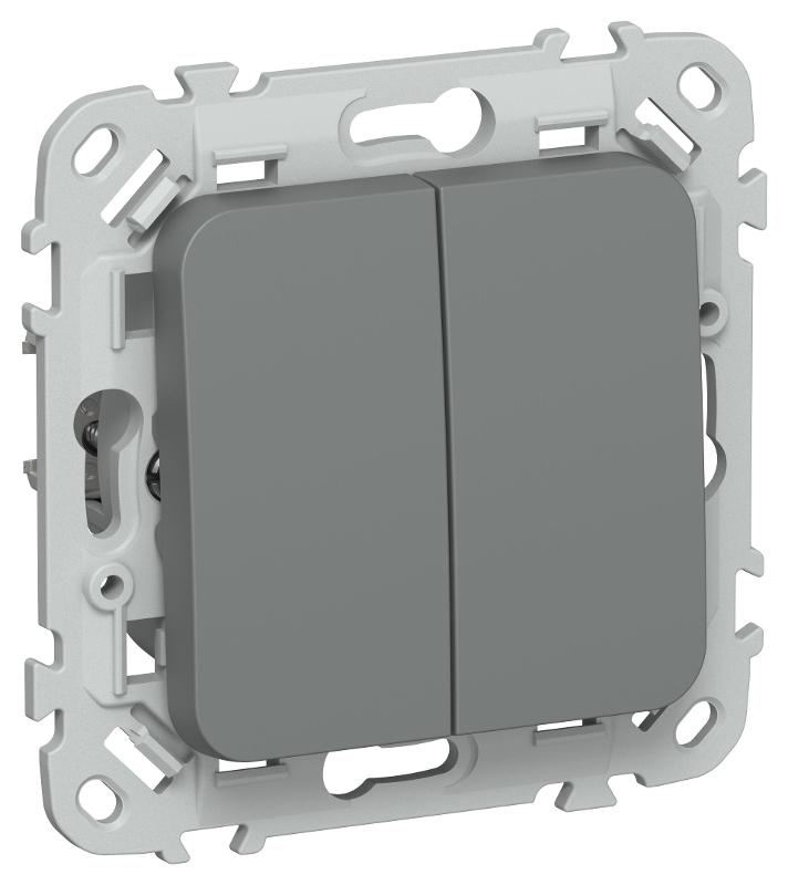 FLITE Выключатель 2-клавишный 10А ВС12-1-0-ФлМА мокрый асфальт | FI-V20-0-10-1-K80 | IEK — миниатюра 1