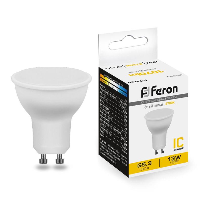 Лампа светодиодная, (13W) 230V GU10 2700K MR16, LB-960 | 38191 | FERON — Feron