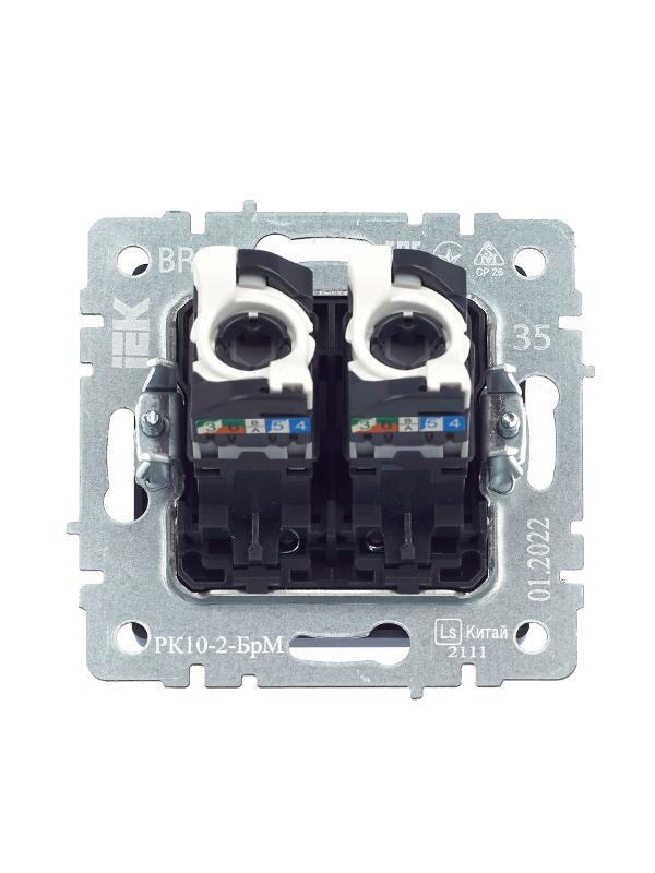 BRITE Розетка компьютерная 2-ая RJ45 кат.5E РК10-2-БрМ маренго  | BR-K20-1-K35 | IEK — миниатюра 4
