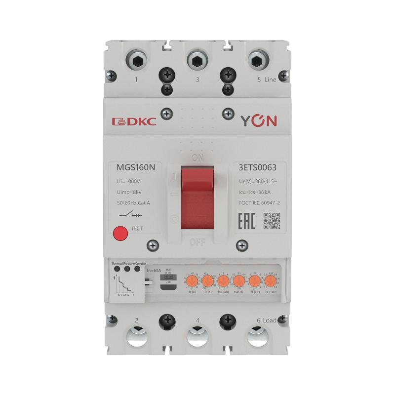 Авт. выкл. YON MGS160N 3P 25-63A 36kA с электронным расцепителем ETS | MGS160N-3ETS0063 | DKC — миниатюра 2