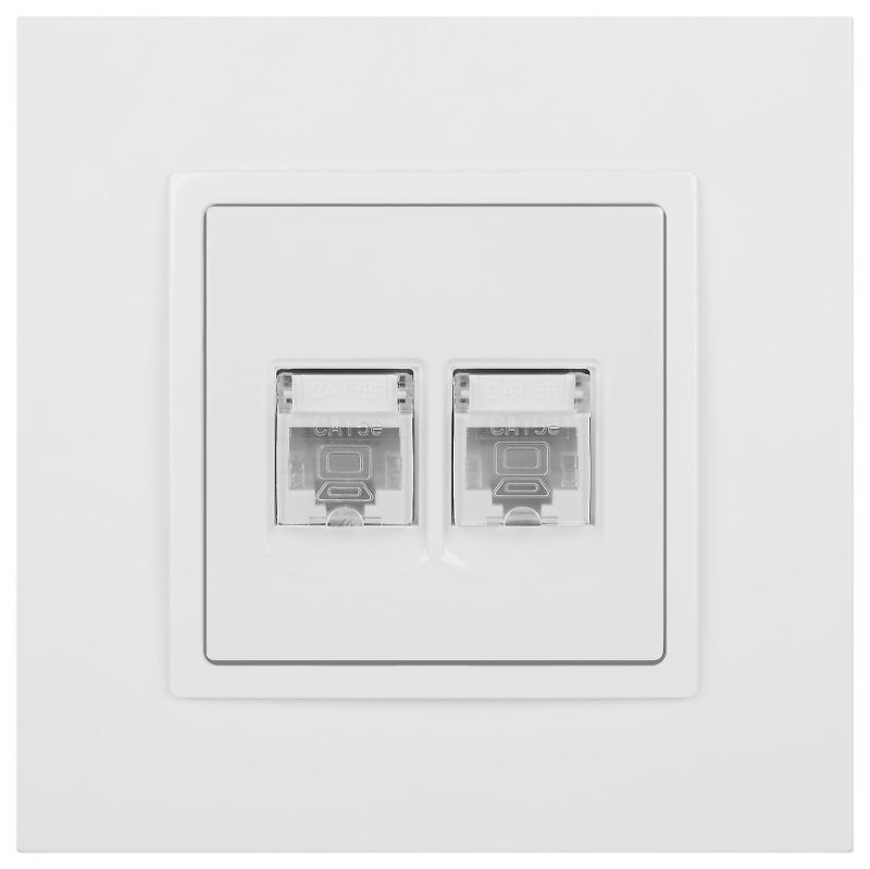 14-3108-01 Розетка 2хRJ45, IP20, белый | Б0034308 | ЭРА — миниатюра 4
