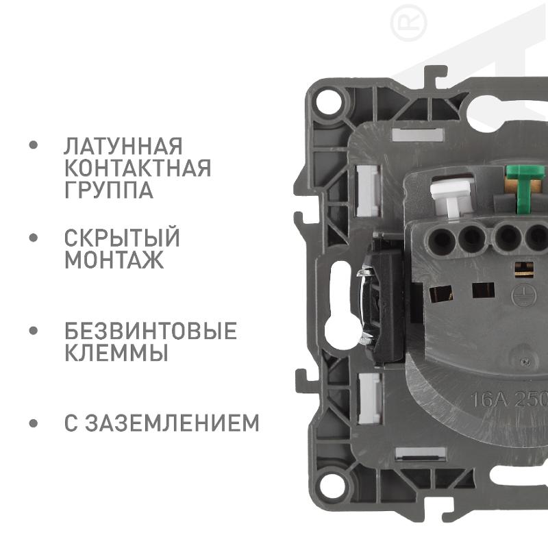 Розетка 12-2101-15 с заземлением, 16АХ-250В, перламутр — миниатюра 3