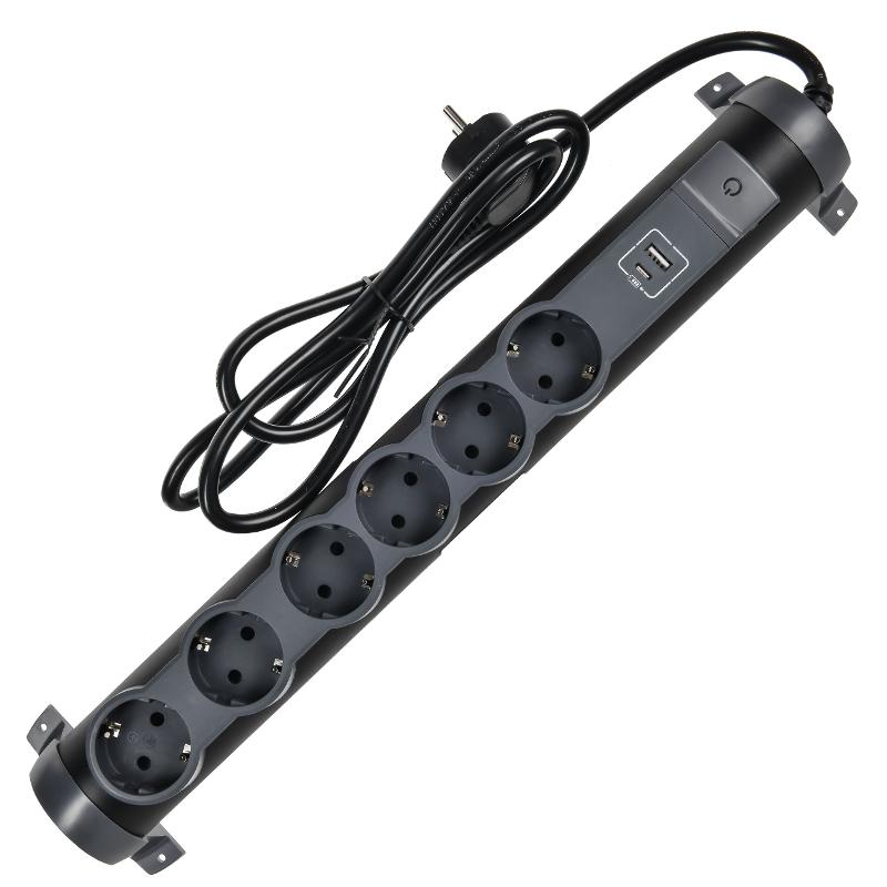 COMFORT Удл. У06К 1,5м 3х1,5мм2 16А USB A+C 20Вт черн. — миниатюра 3