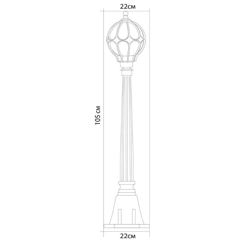 Светильник садово-парковый PL3806 60W 230V E27 220*220*1050мм черное золото (столб 1,16M) | 11375 | FERON — миниатюра 3