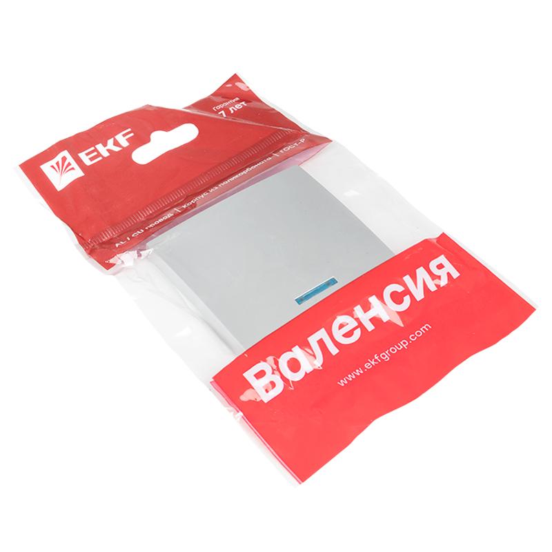 Валенсия лицевая панель выключателя 1-кл. с индикатором 10А сталь EKF PROxima |  ESV10-L-121-30 |  EKF — миниатюра 2