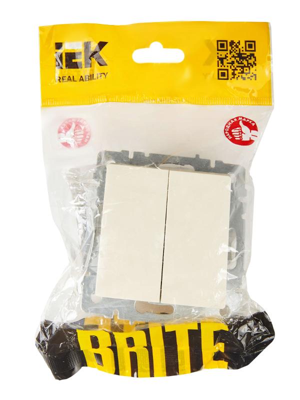 BRITE Выключатель 2-клавишный проходной 10А ВС10-2-6-БрКр бежевый | BR-V22-0-10-K10 | IEK — миниатюра 6