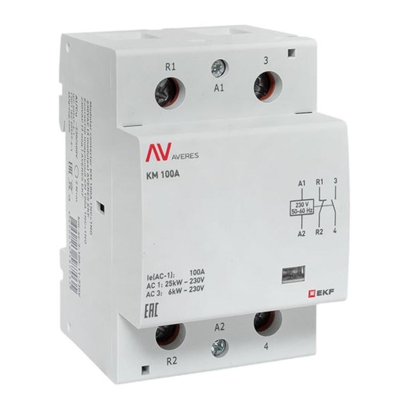 Контактор модульный КМ 100А 1NC+1NO 230VAC (3 мод.) AVERES | km-av-3-100-11-230V | EKF — EKF