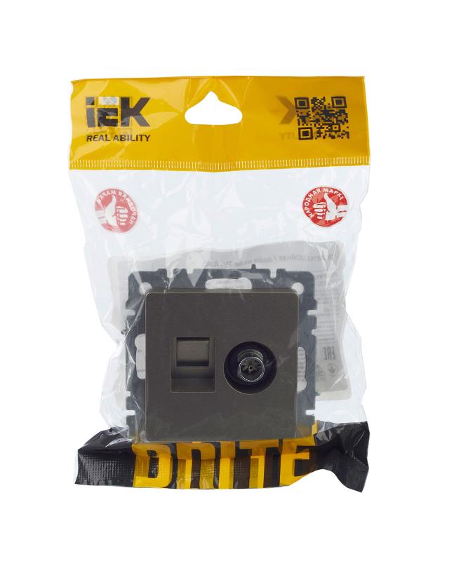 BRITE Розетка двойная TV+RJ45 кат.5E РТВ/РК12-БрШ шампань | BR-AK20-1-K37 | IEK — миниатюра 13