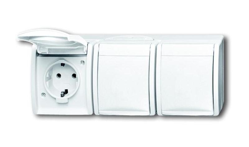 Розетка SCHUKO 16А 250В IP44, тройная, для открытого монтажа, серия ocean, цвет альпийский белый | 2084-0-0712  | 2CKA002084A0712 | ABB — ABB