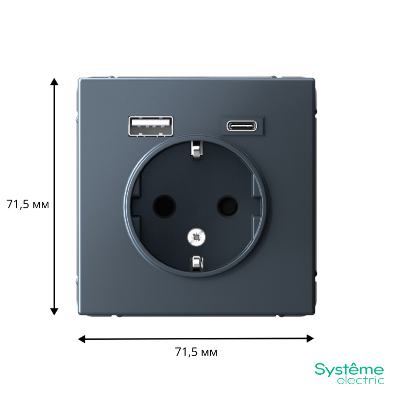 ArtGallery Грифель Розетка 16А с 2 USB A+C, 5В/2,4А/3,0А, 2х5В/1,5А, механизм | GAL000732 | SE — миниатюра 3
