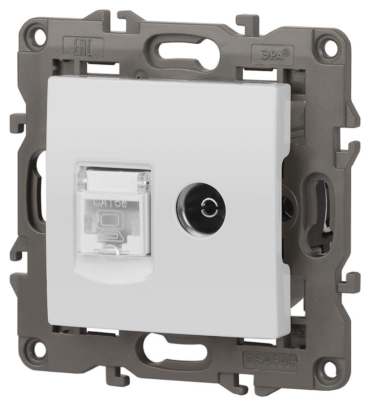 14-3110-01 Розетка RJ45+TV, IP20, белый | Б0034314 | ЭРА — миниатюра 4