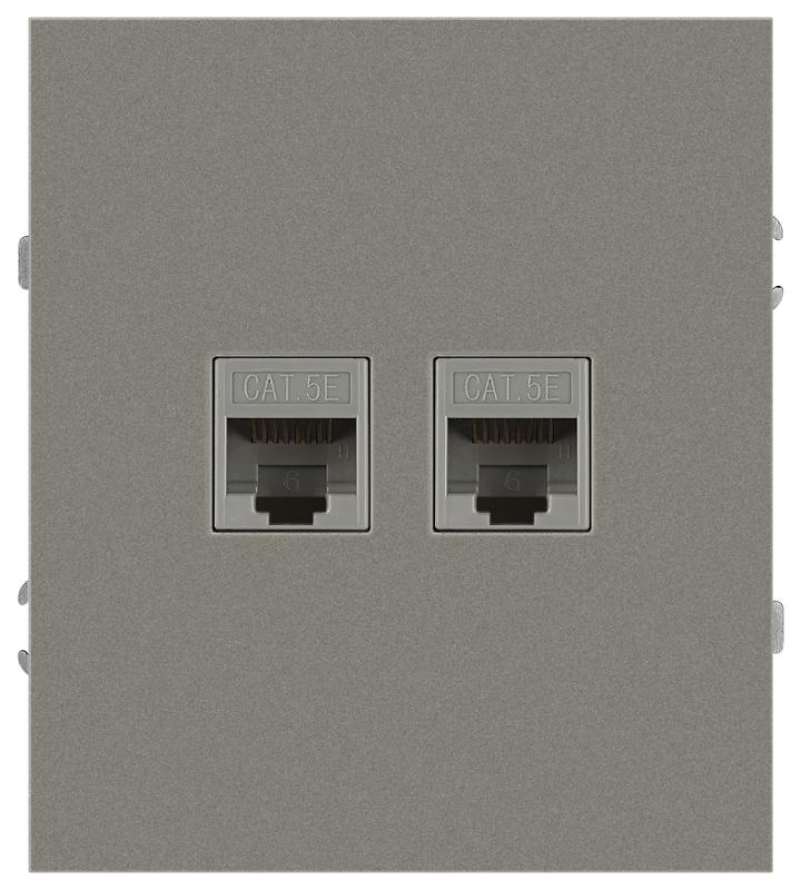 Розетка Arktik 16-3108-07 информационная двойная 2XRJ45 титан | Б0070490 | ЭРА — ЭРА (Энергия света)