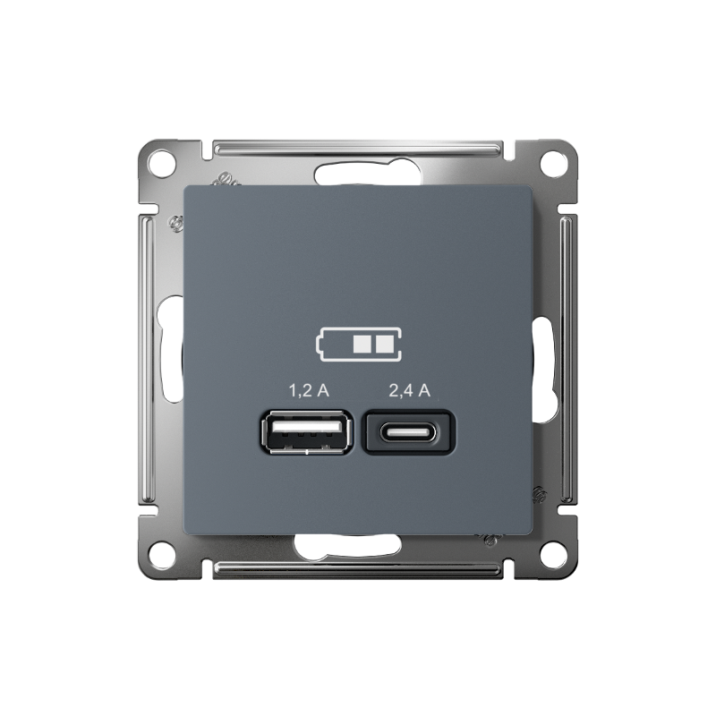 AtlasDesign ГрифельUSB Розетка A+С, 5В/2,4А, 2х5В/1,2А, механизм | ATN000739 | SE — миниатюра 2