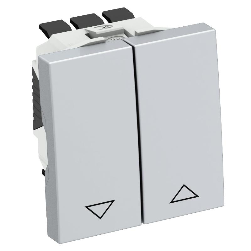 Выключатель для рольставней 2-клавишный 1-полюс 10A 250В, 1 модуль Modul45, 45х45мм алюминиевый лак | 6120954 | OBO Bettermann — OBO Bettermann