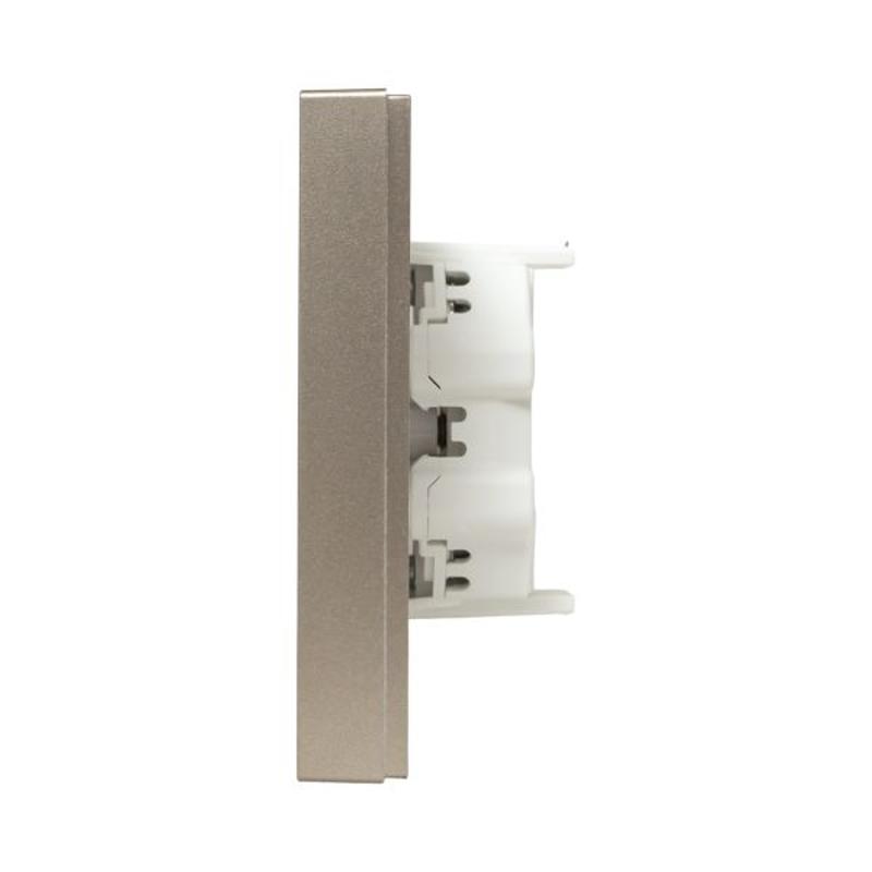 Механизм розетки двойной, 16А, без заземления, без шторок, с рамкой, шампань Эпика  |UP1-SOC-200| EKF — миниатюра 7