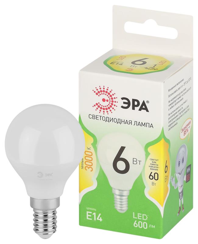 Лампа светодиодная  GREEN LINE LED P45-6W-830-E14 GL E14 6 Вт шар теплый свет | Б0067056 | ЭРА — миниатюра 1