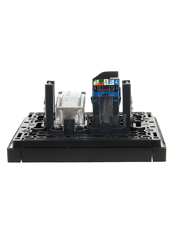 FORTE&PIANO Розетка двойная TV+RJ45 кат.6 FP137 черный | FP-AK20-2-K02 | IEK — миниатюра 5