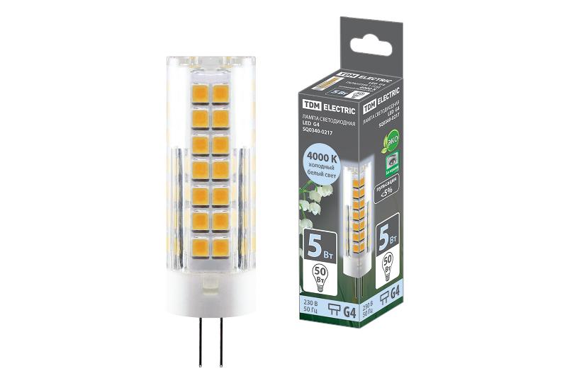 Лампа светодиодная G4-5 Вт-230 В-4000 К, SMD, 16x55 мм | SQ0340-0217 | TDM — TDM ELECTRIC