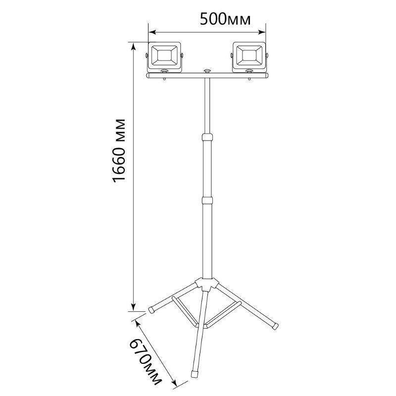 Прожектор светодиодный LL-502 квадрат 2*30W 6400К 220V черный IP65 (на штативе) | 29567 | FERON — миниатюра 5