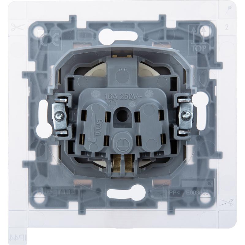 Розетка с заземлением IP44 - Legrand Etika - со штор с защ кр 16А 250В безвинтовые зажимы - сл кость — миниатюра 5